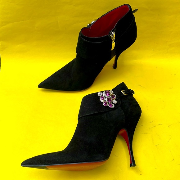 Black/dark red Cesare Paciotti leather booties - Picture 6 of 16